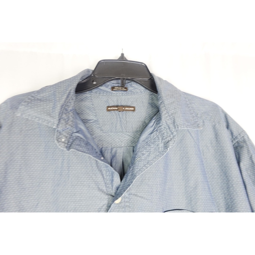 Alexander Julian Shirt Organic Cotton Mens X-Large Blue Dotted print Button‎ - Picture 3 of 6